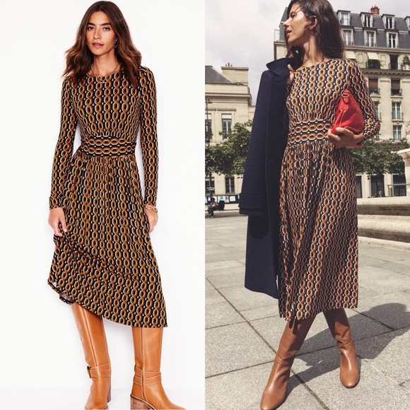 Boden Dresses & Skirts - Boden Thea Short Sleeve Jersey Dress in Ochre Chain Size 4